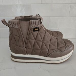 Teva ReEmber Mid Platform Boots Quilted Nylon Brown Beige Tan Size 6